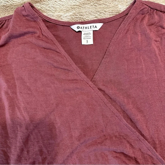 ATHLETA WOMEN'S TAWNY ROSE SLEEVELESS BREEZY WRAP TOP TANK Sz SP - Picture 4 of 10